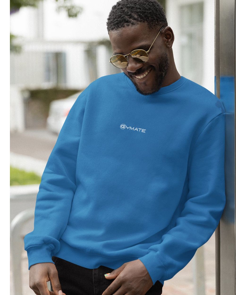 sapphire blue Mens Designer Sweatshirts Gymate Logo