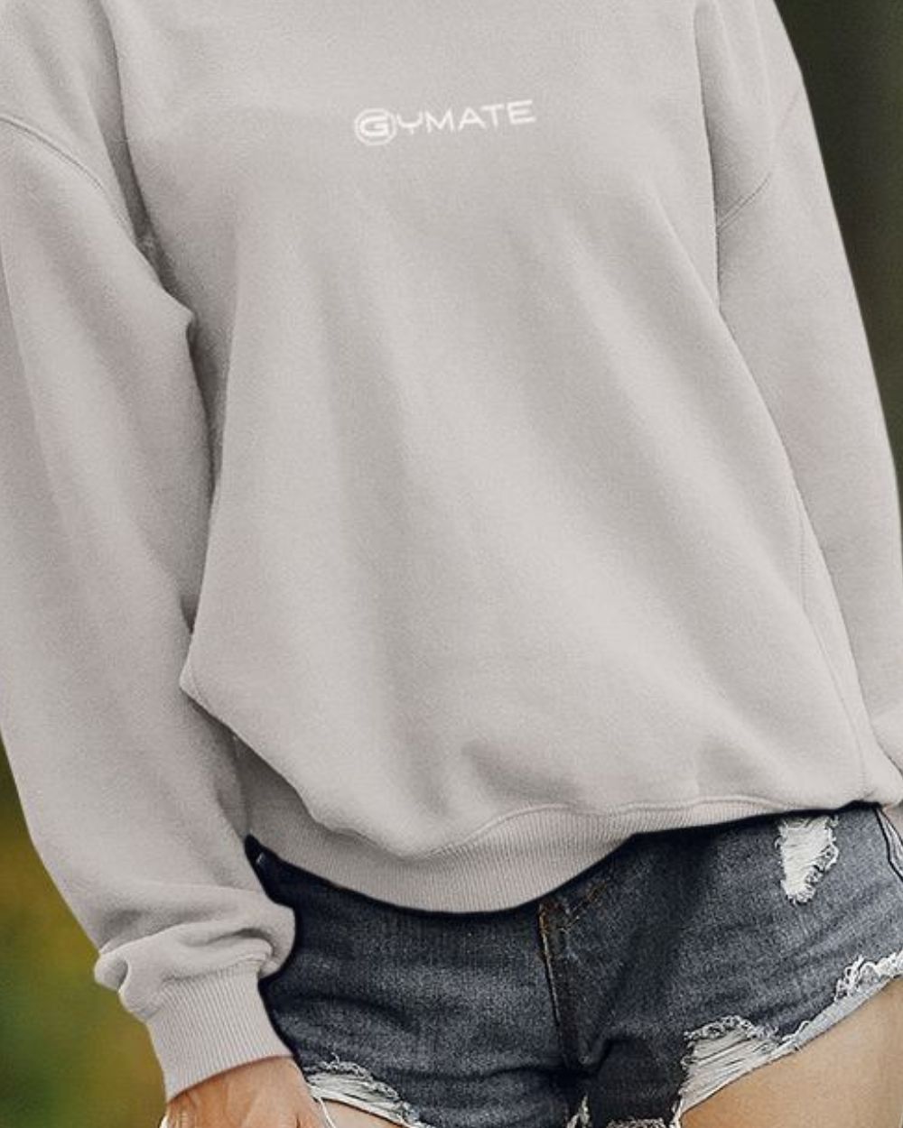 silver grey Designer Womens Sweatshirts Gymate Logo hem and cuffs