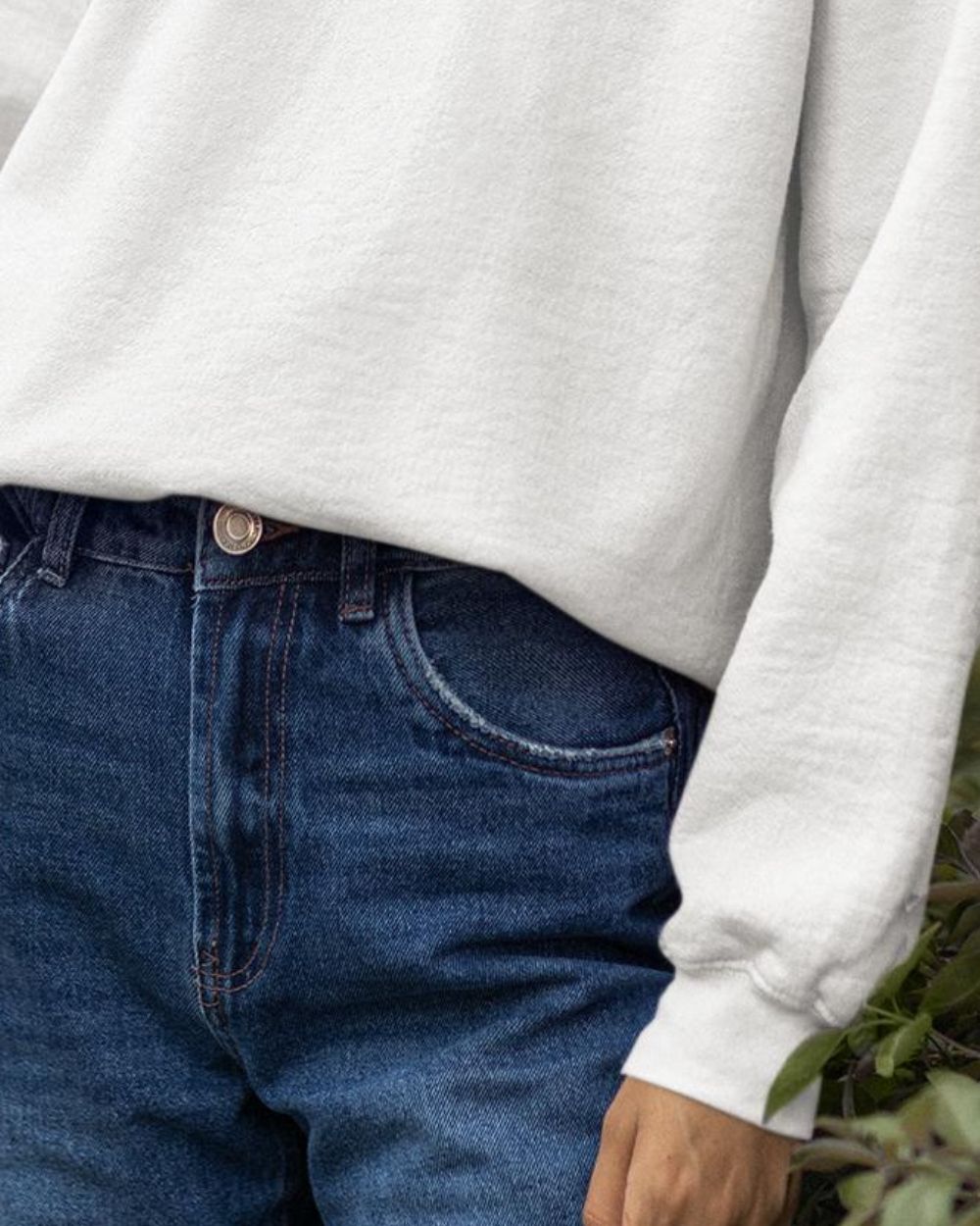 White Designer Womens Sweatshirts close up of hem and cuffs