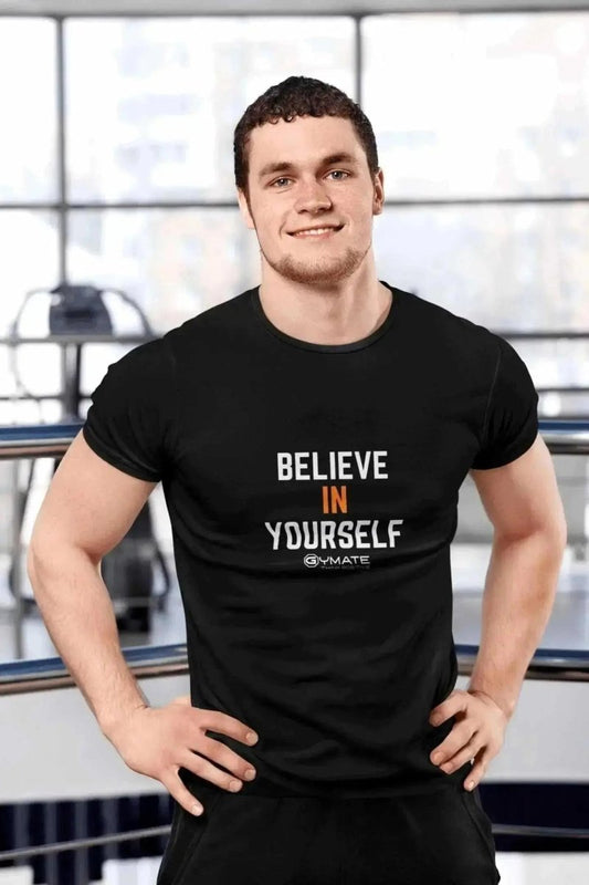 slogan T Shirts to inspire Men | Believe in Yourself black