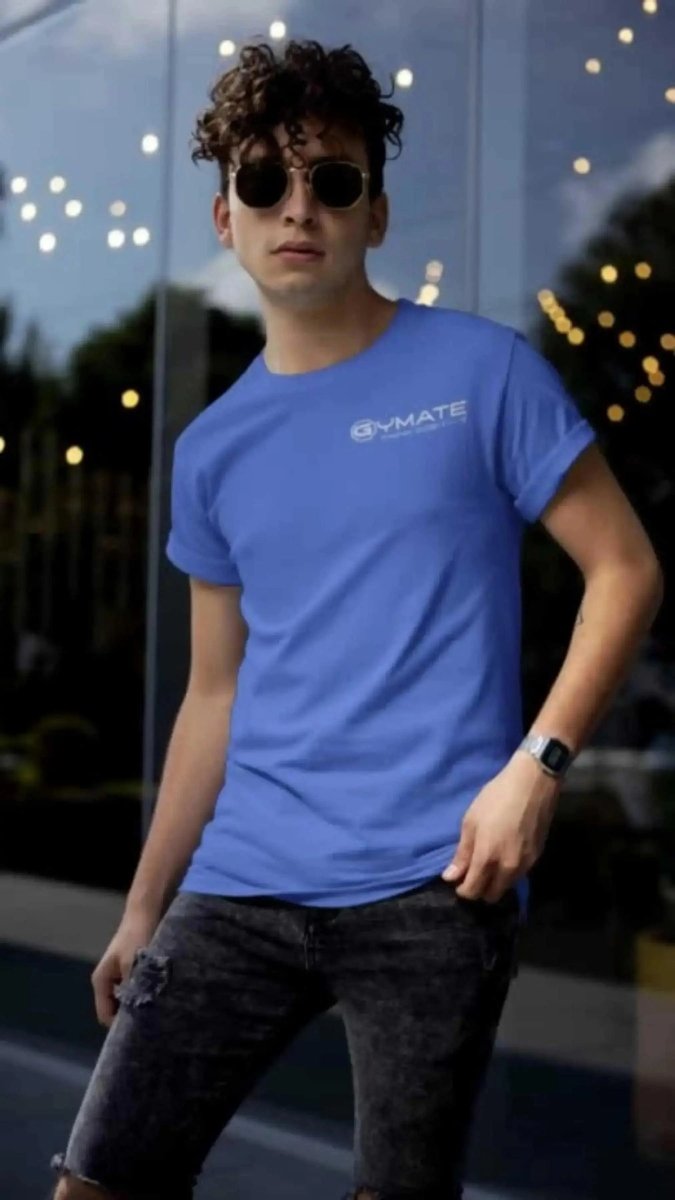 Designer mens t shirts Gymate Branded Active and Leisure Wear blue