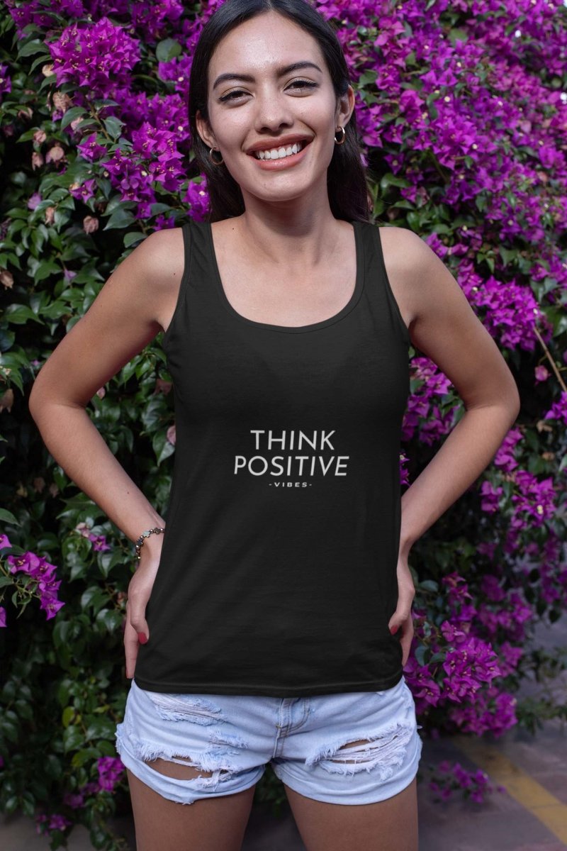 Tank Tops For Women Activewear and Athleisure | Think positive vibes  black