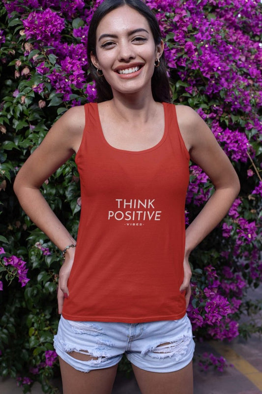 Tank Tops For Women Activewear and Athleisure | Think positive vibes  red