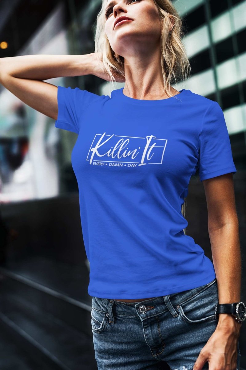 Graphic Tee Women T shirts Activewear / Athleisure wear | Killin It blue
