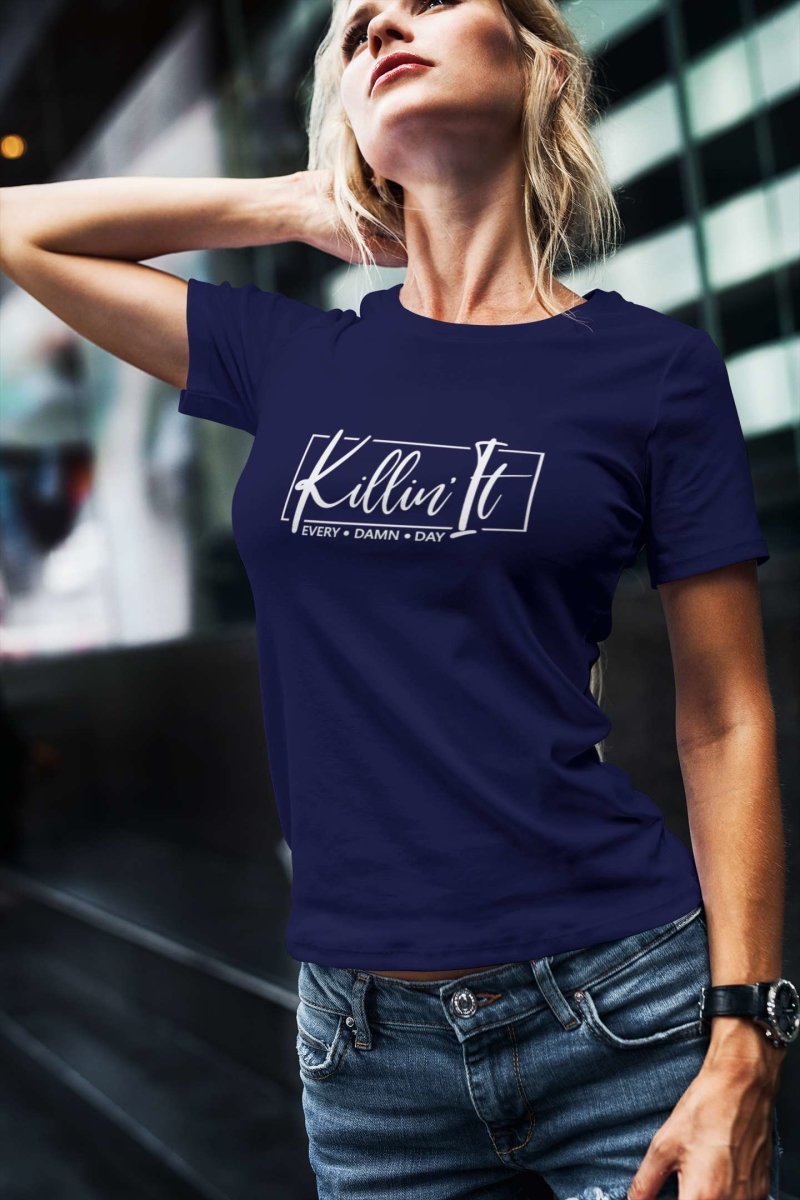 Graphic Tee Women T shirts Activewear / Athleisure wear | Killin It navy