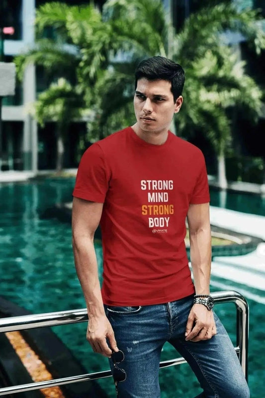 Graphic t shirt Slogan T Shirts to inspire Men | Strong Mind Strong Body red