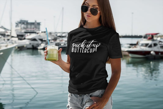 Designer T-shirt for women Activewear/Athleisure Suck It Up Buttercup black