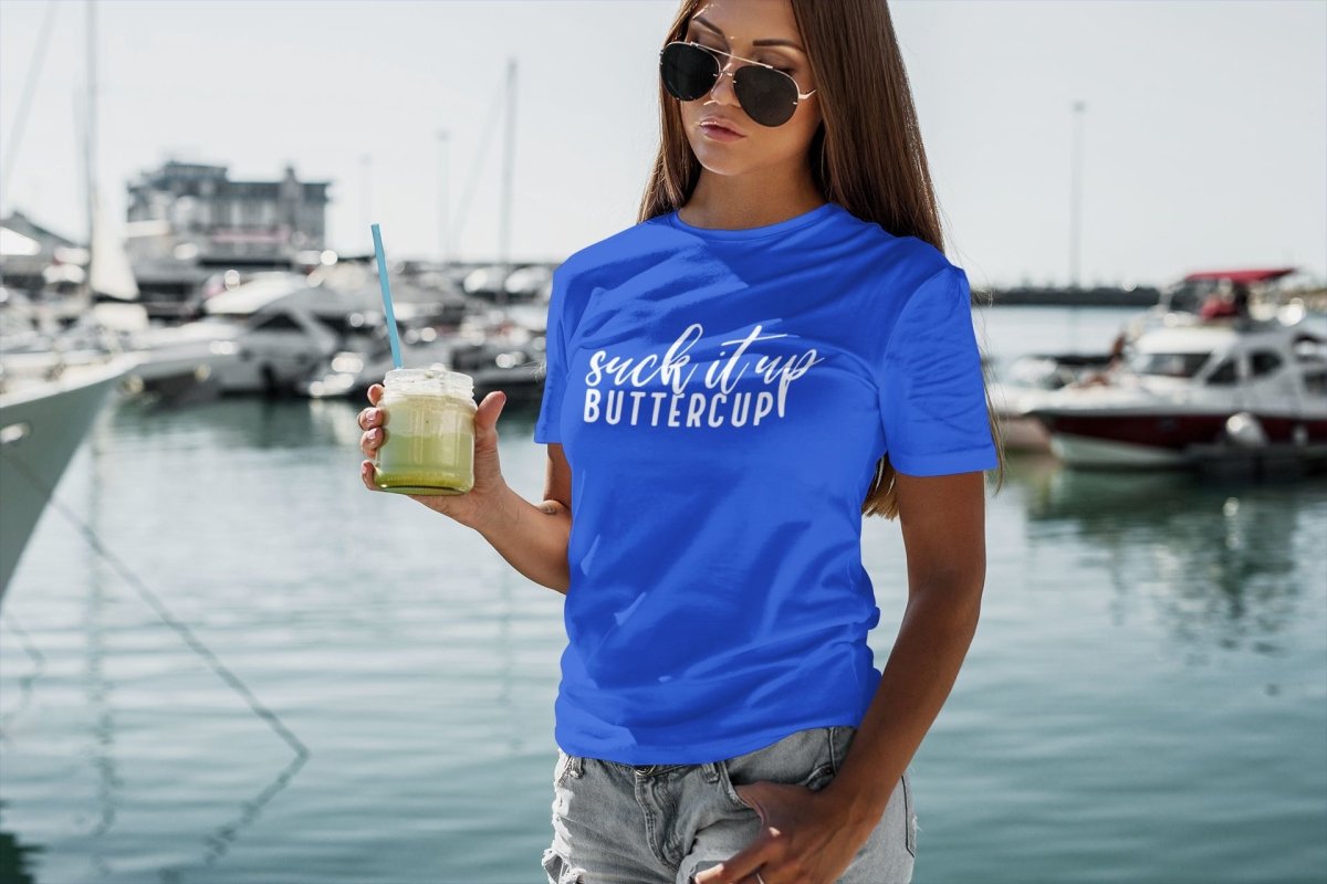 Designer T-shirt for women Activewear/Athleisure Suck It Up Buttercup blue