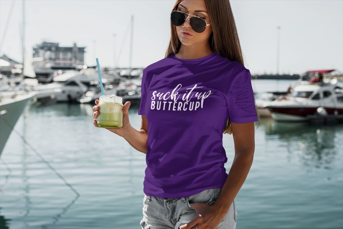 Designer T-shirt for women Activewear/Athleisure Suck It Up Buttercup purple