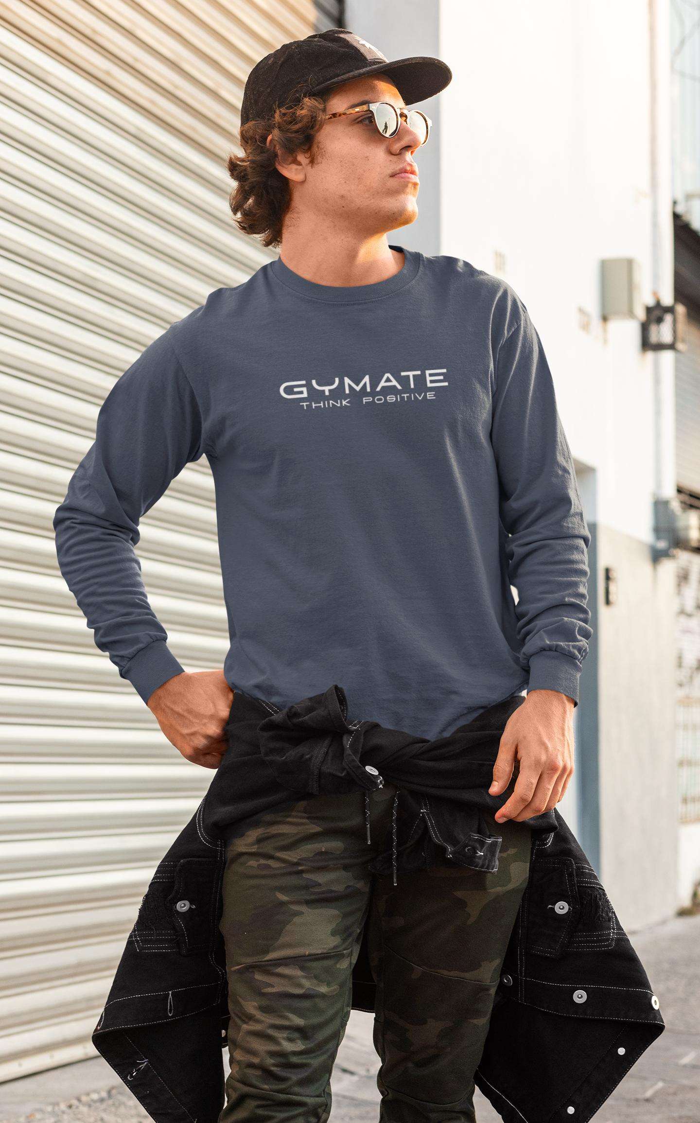 Mens Sweatshirt Original Gymate Logo Think Positive airforce blue