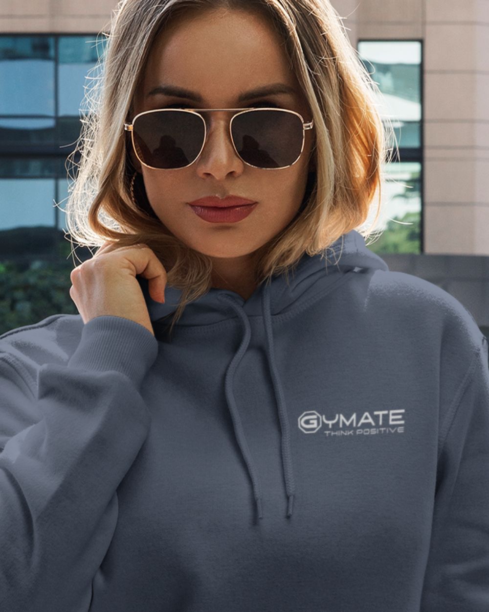 airforce blue womens Hoodies Designer close up logo