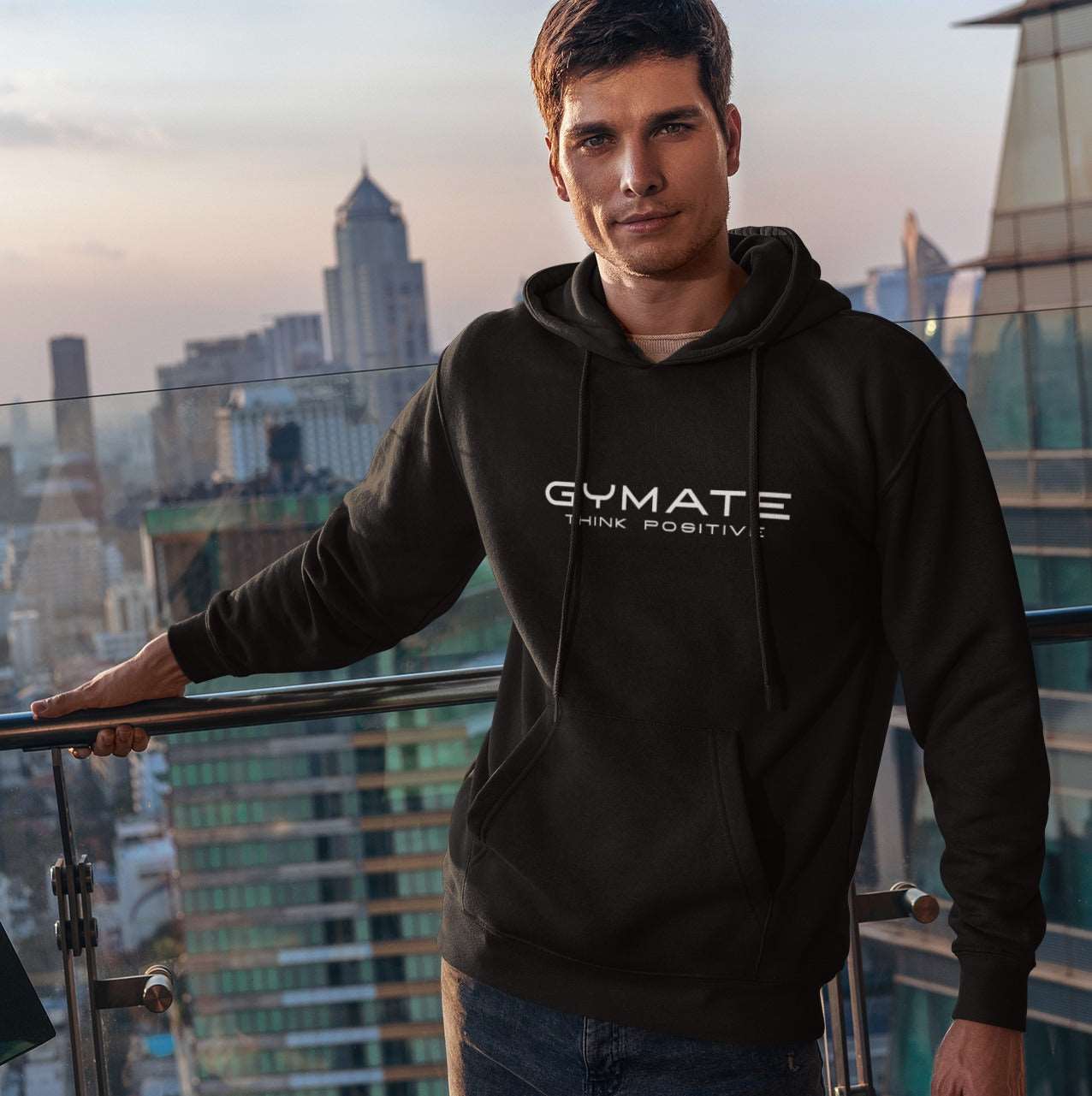 Mens Hoodies Designer Gymate Original Think Positive [ctr/lge] black