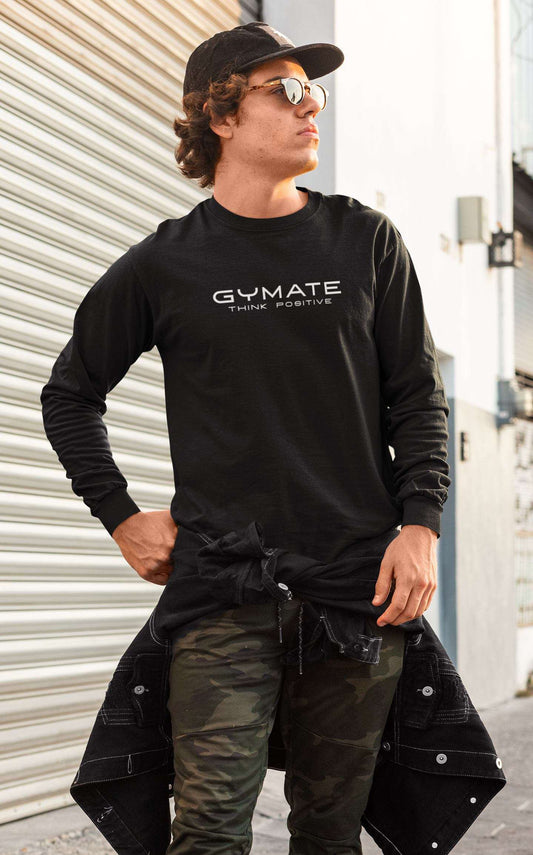 Mens Sweatshirt Original Gymate Logo Think Positive black