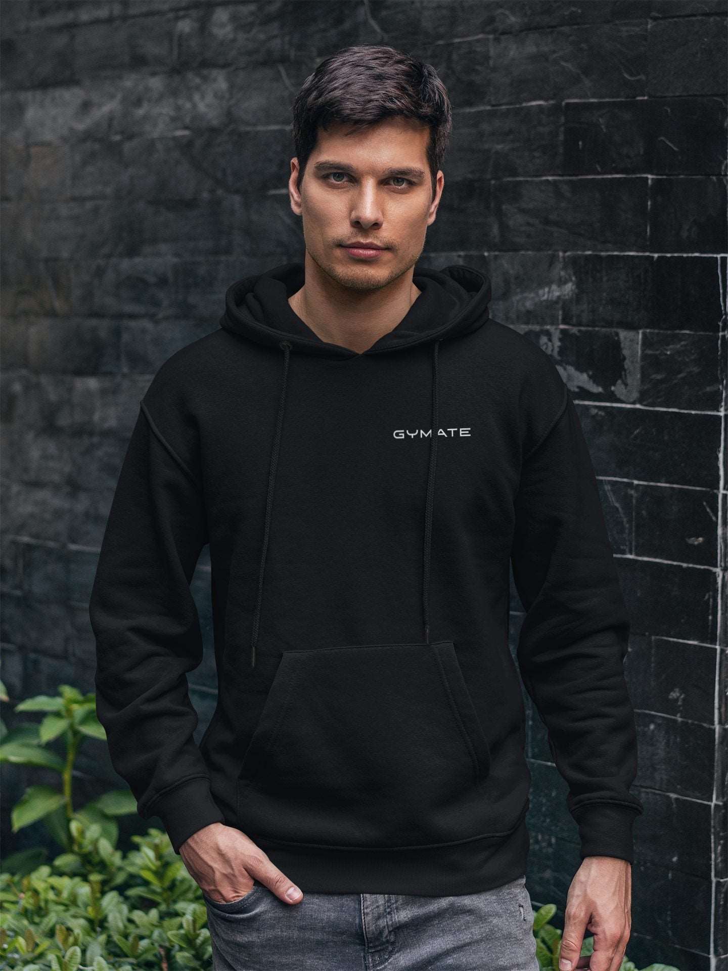 Mens Hoodies Designer Gymate Original small logo [chest] | Athleisure black