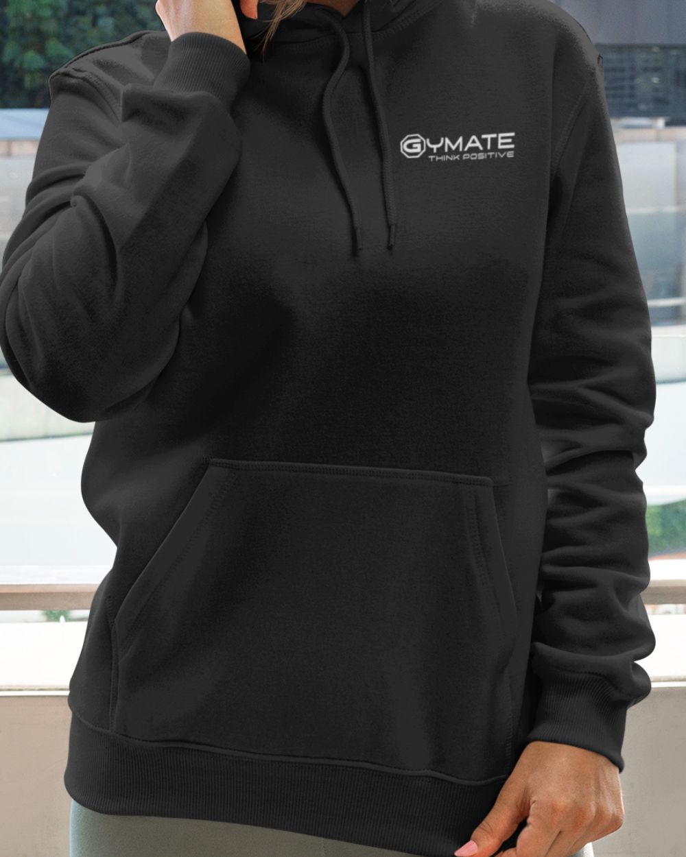 black womens Hoodies Designer close up front