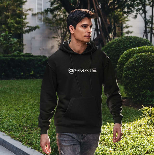 Mens Hoodies Designer Gymate large logo [ctr] | Athleisure black