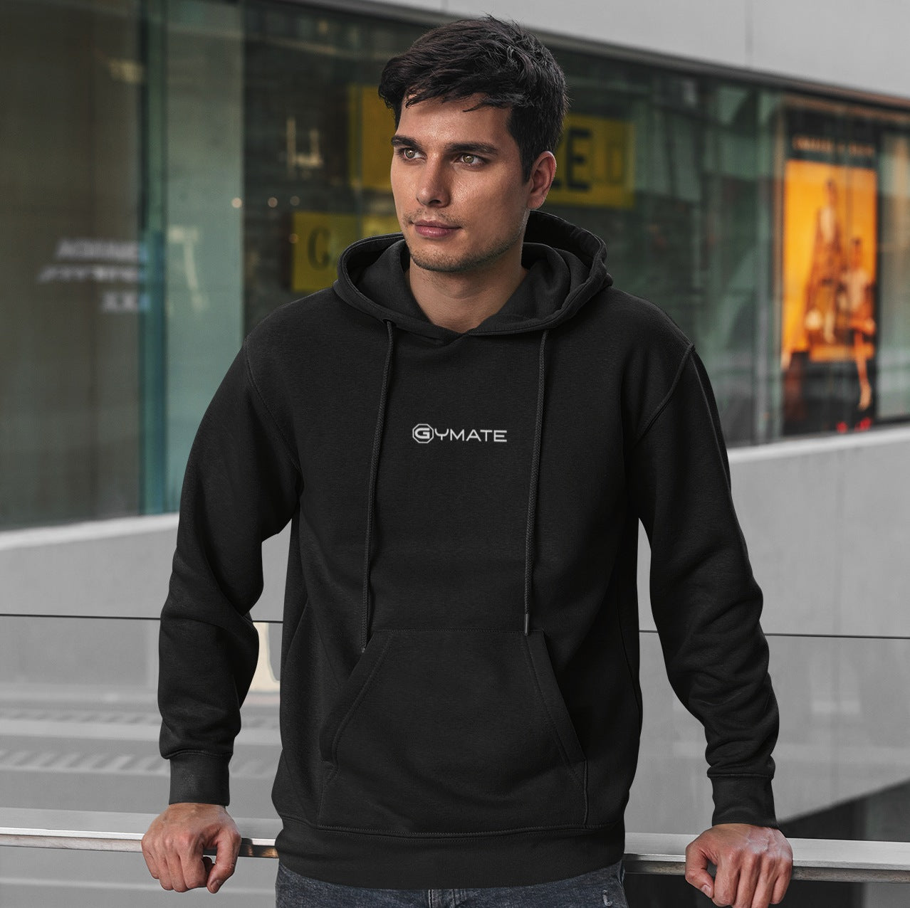 Mens Hoodies Designer Gymate small logo [ctr] Athleisure black