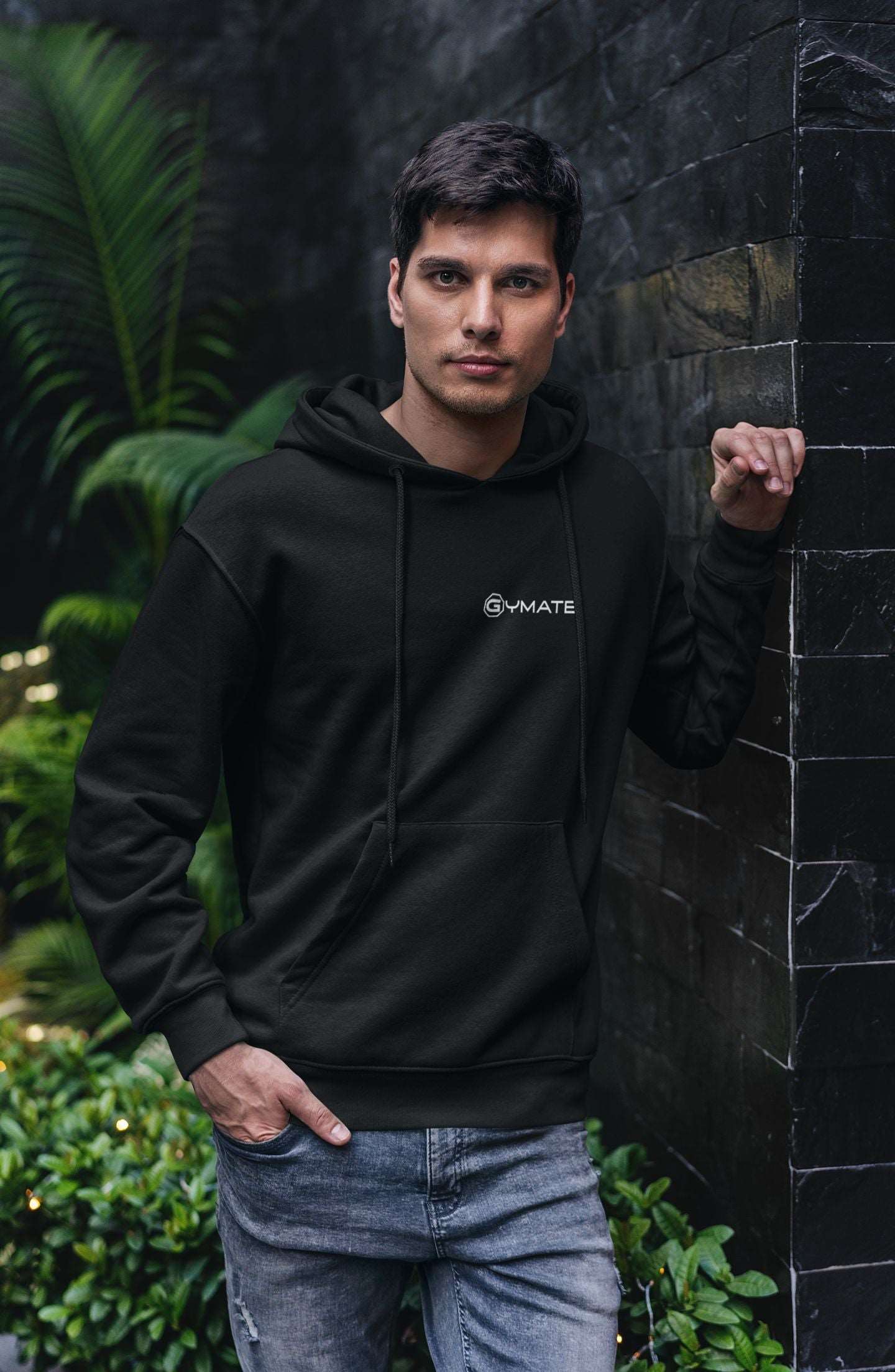 Mens Hoodies Designer Gymate logo [chest] | Athleisure or Activewear black