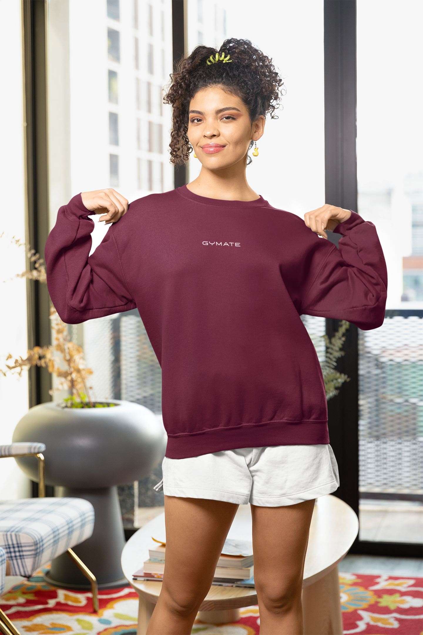 Womens Quality Sweatshirts Original Gymate ctr/small burgandy