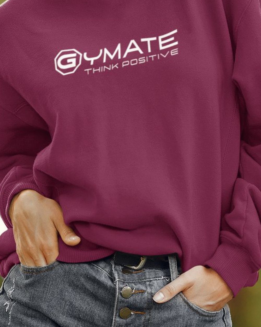 burgundy Designer Womens Sweatshirts close up hem and cuffs