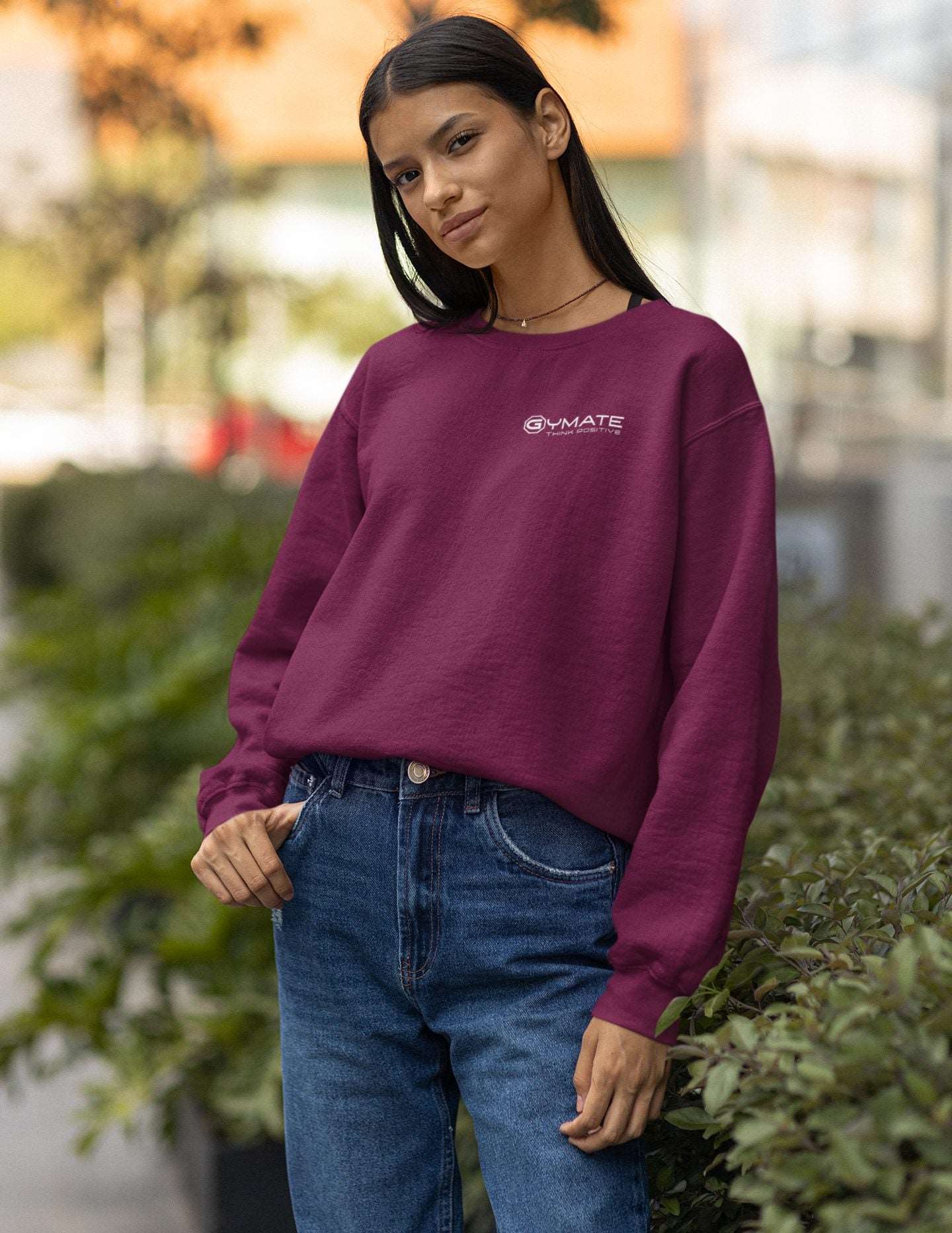 Womens Sweatshirts Gymate Branded Athleisure Everyday Wear burgandy