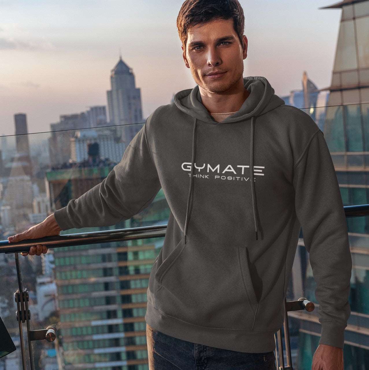 Mens Hoodies Designer Gymate Original Think Positive [ctr/lge] airfoce grey