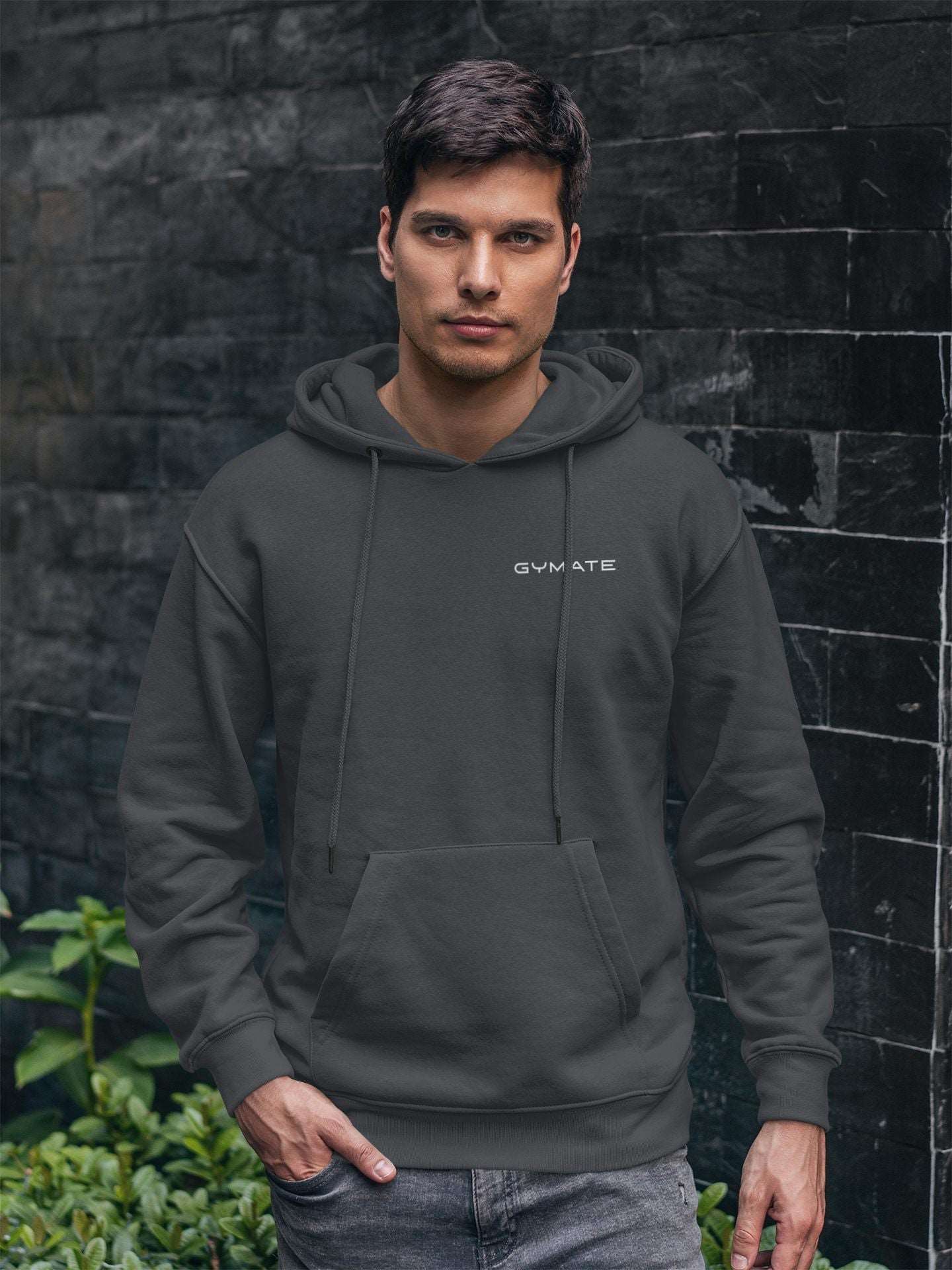 Mens Hoodies Designer Gymate Original small logo [chest] | Athleisure grey