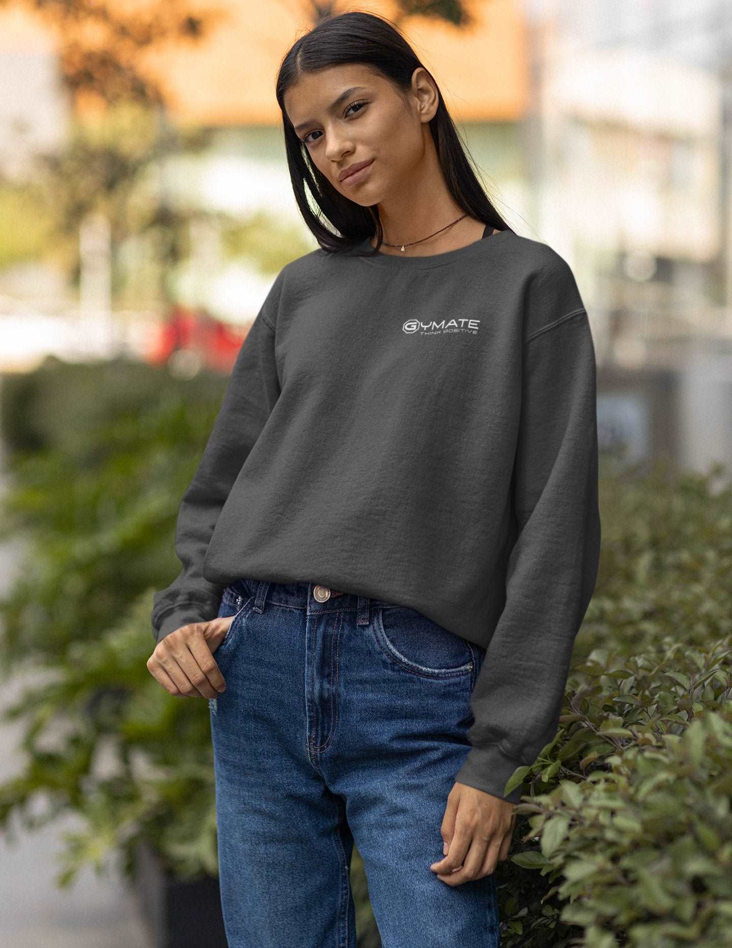 Womens Sweatshirts Gymate Branded Athleisure Everyday Wear dark grey