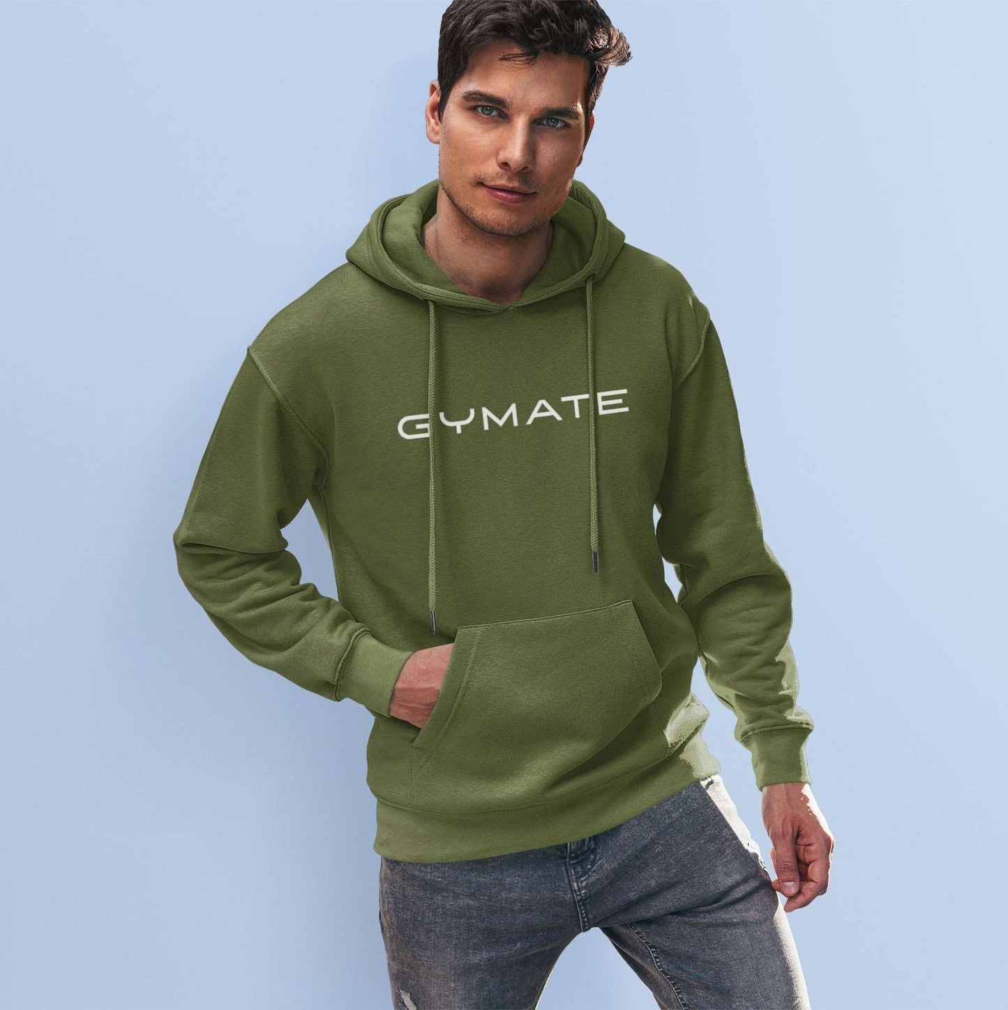 Mens Hoodie Designer Gymate Original logo [large] | Athleisure green