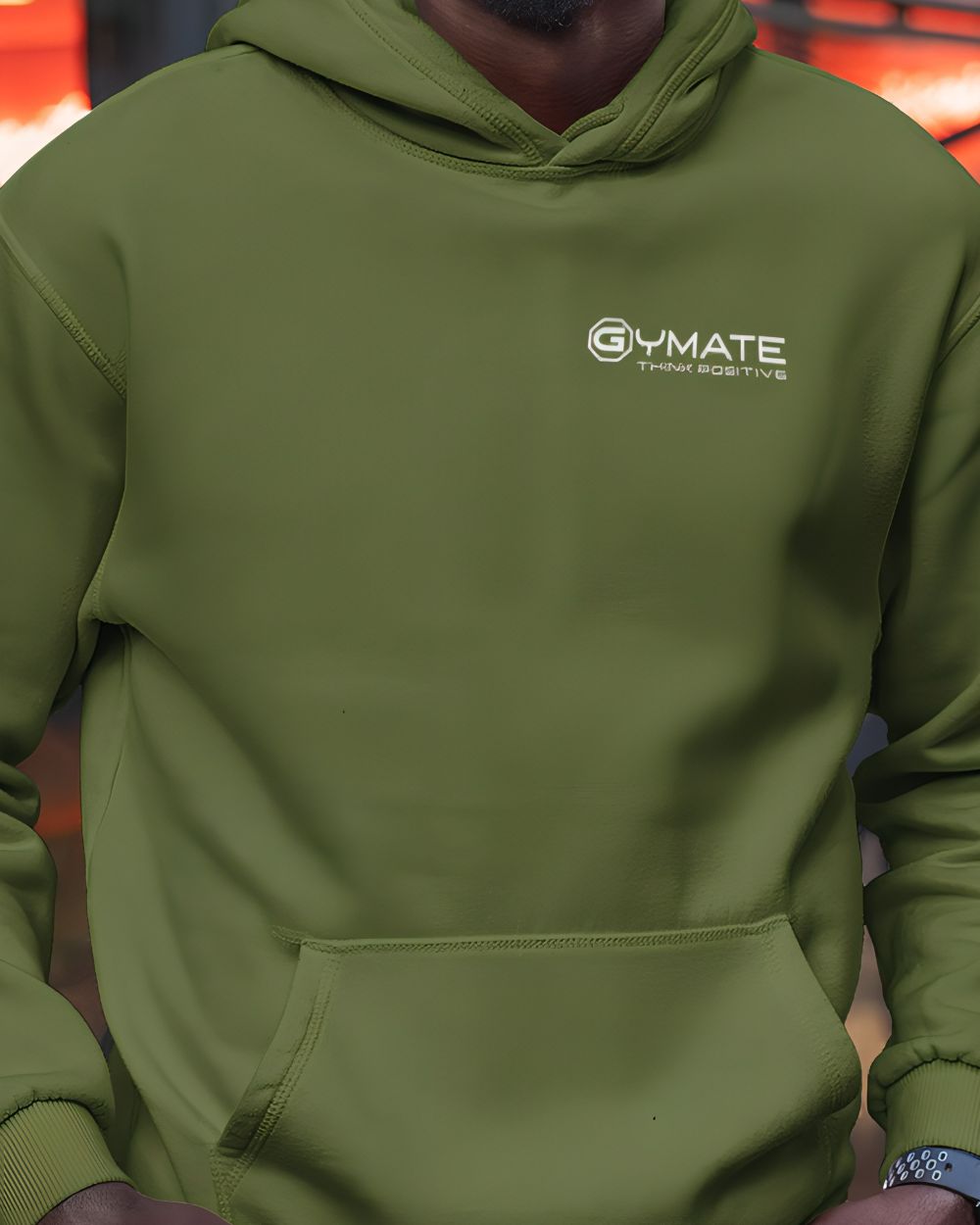 Green Stylish mens hoodies close up 1