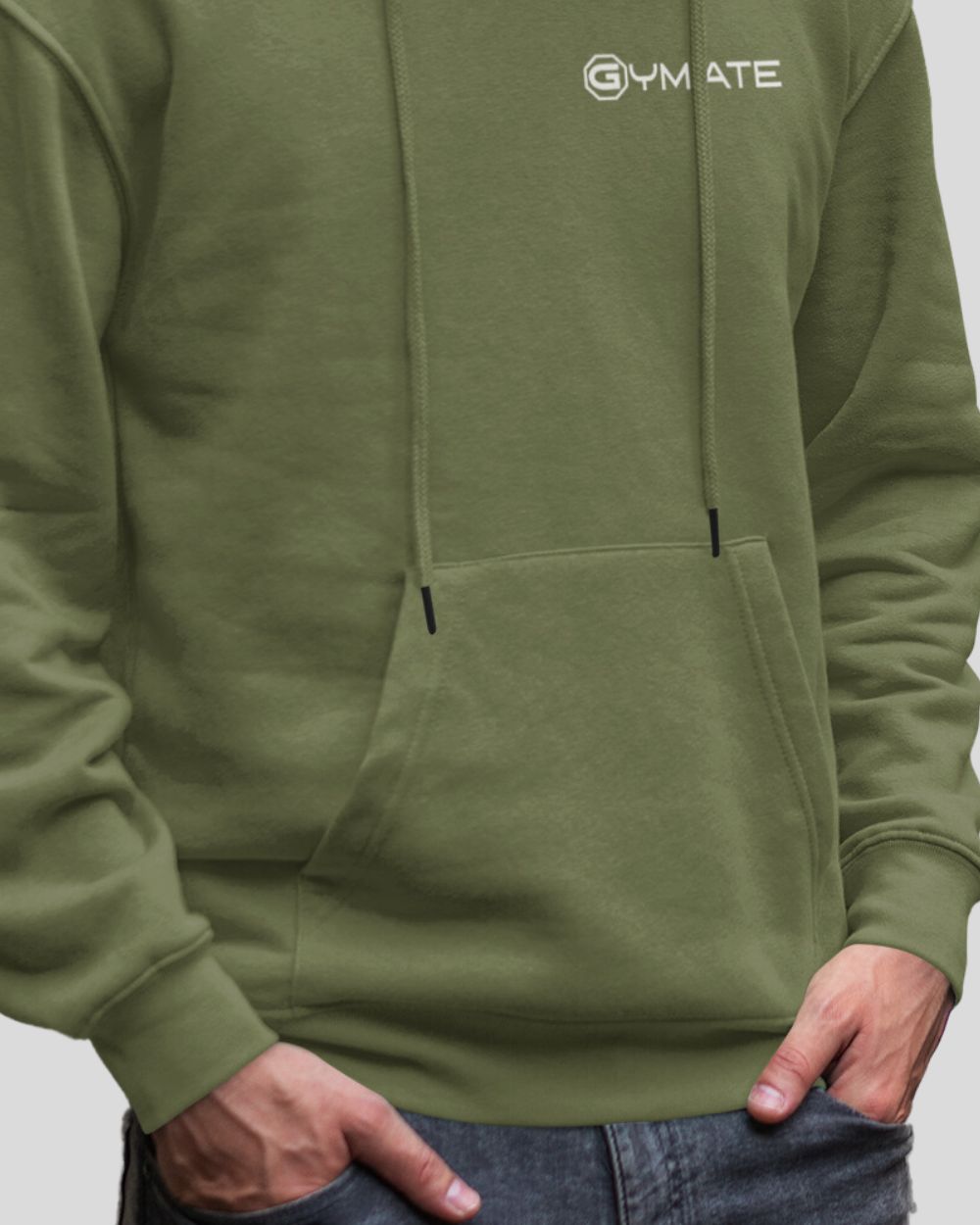 green Mens Hoodies Designer Gymate close up front