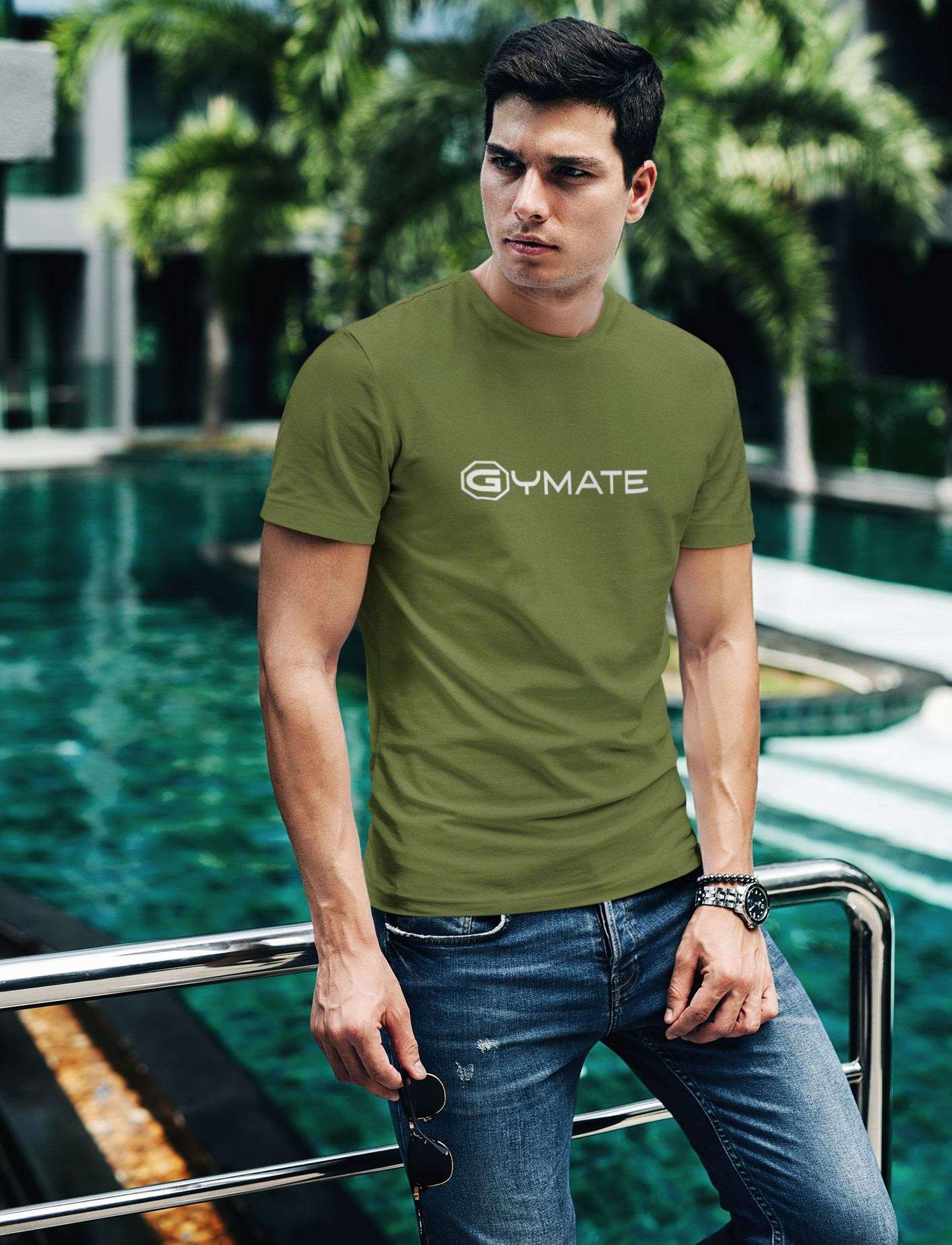 Designer mens T shirts Gymate green