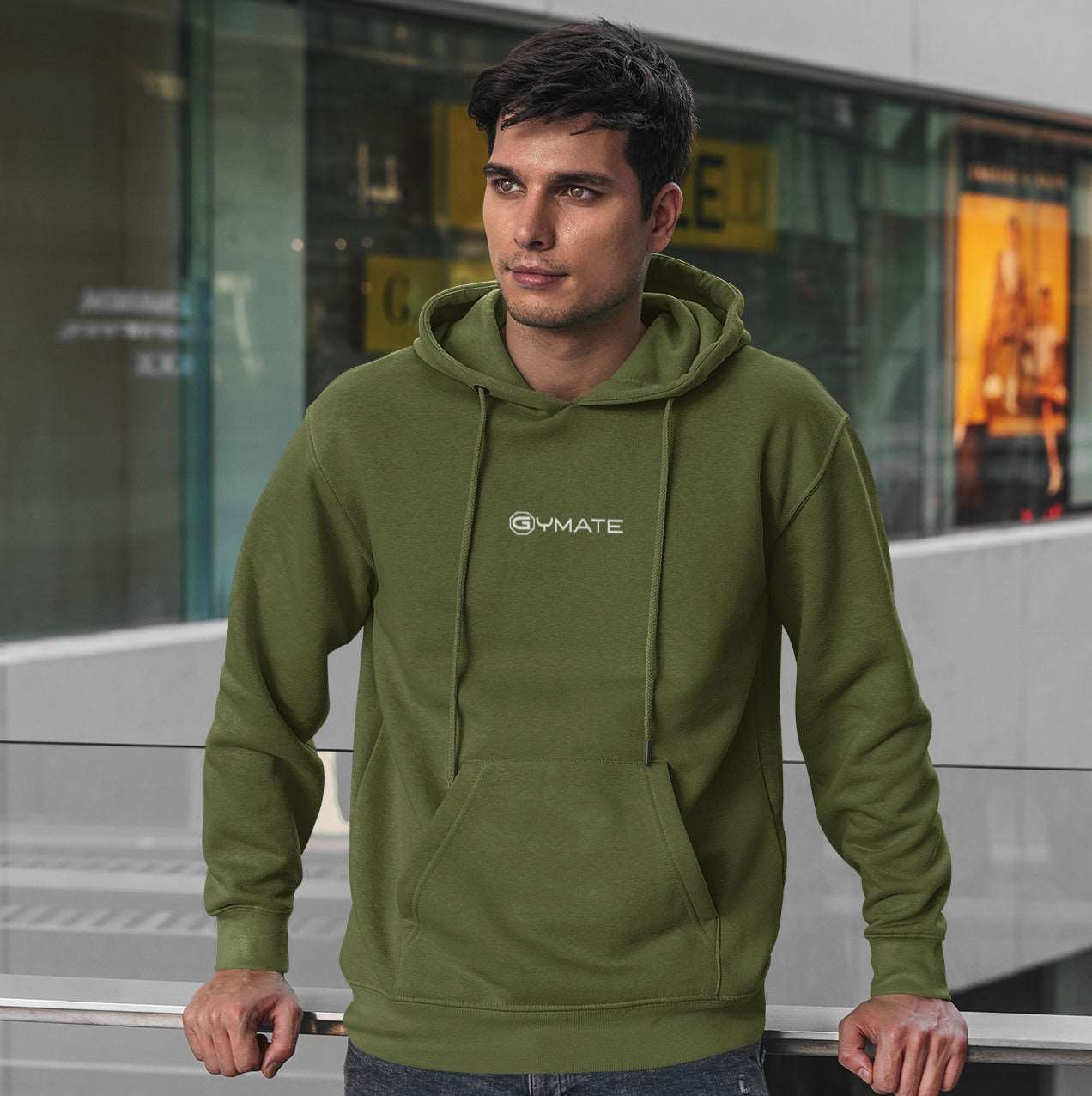 Mens Hoodies Designer Gymate small logo [ctr] Athleisure green