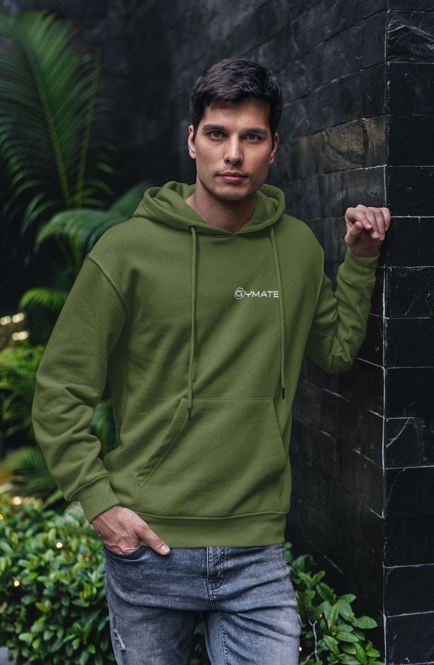 Mens Hoodies Designer Gymate logo [chest] | Athleisure or Activewear green