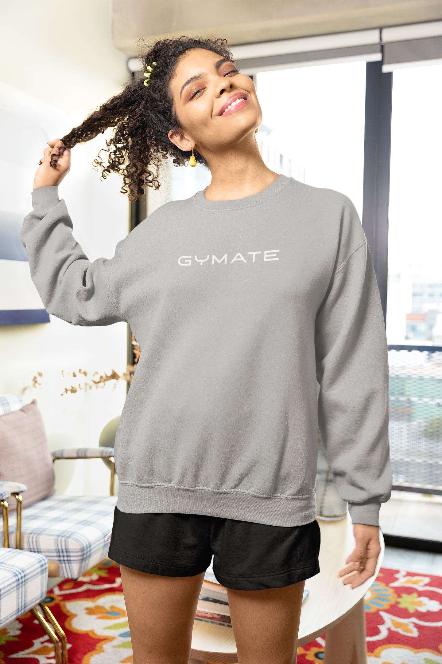Womens Sweatshirts Original Gymate Logo [large] grey