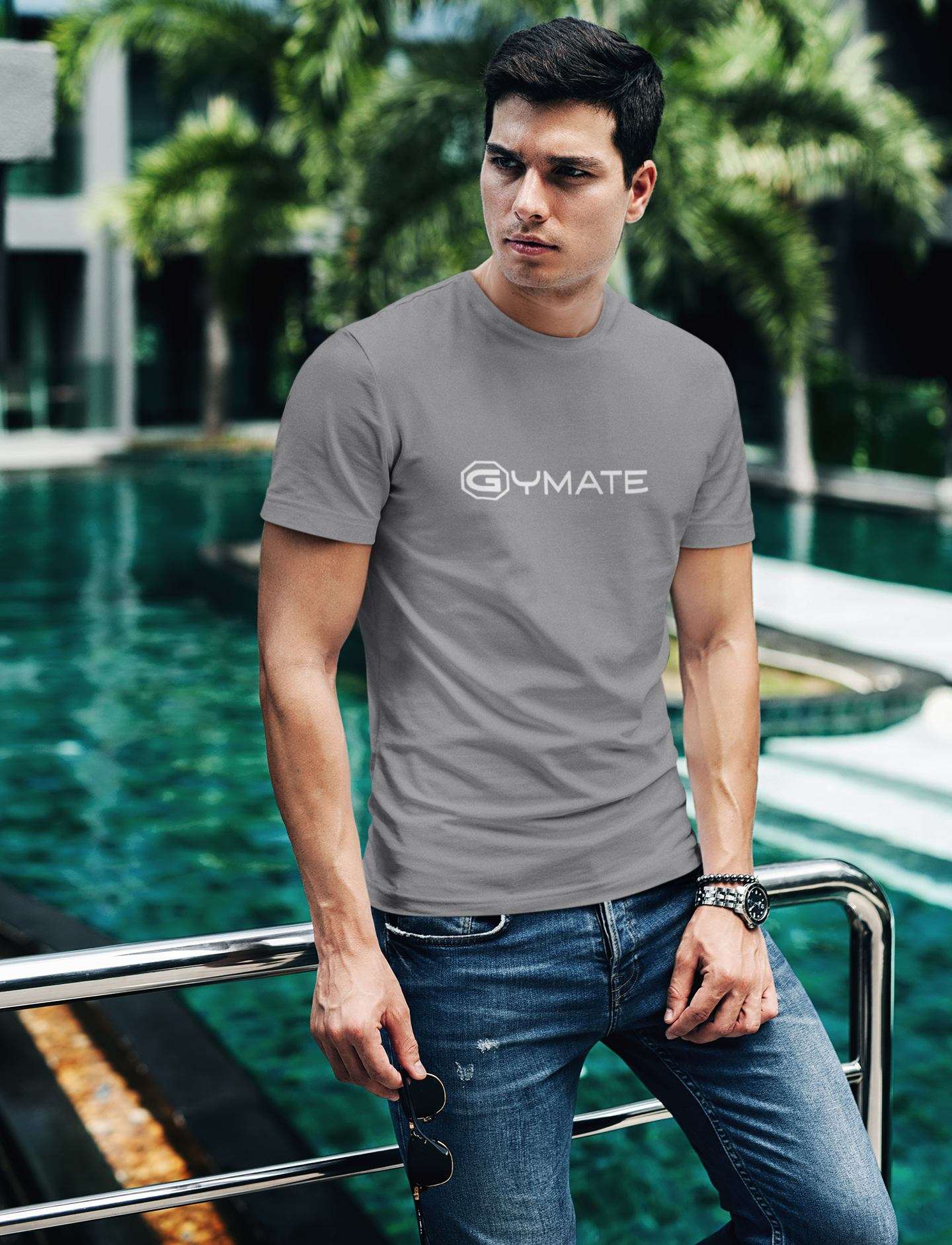 Designer mens T shirts Gymate grey