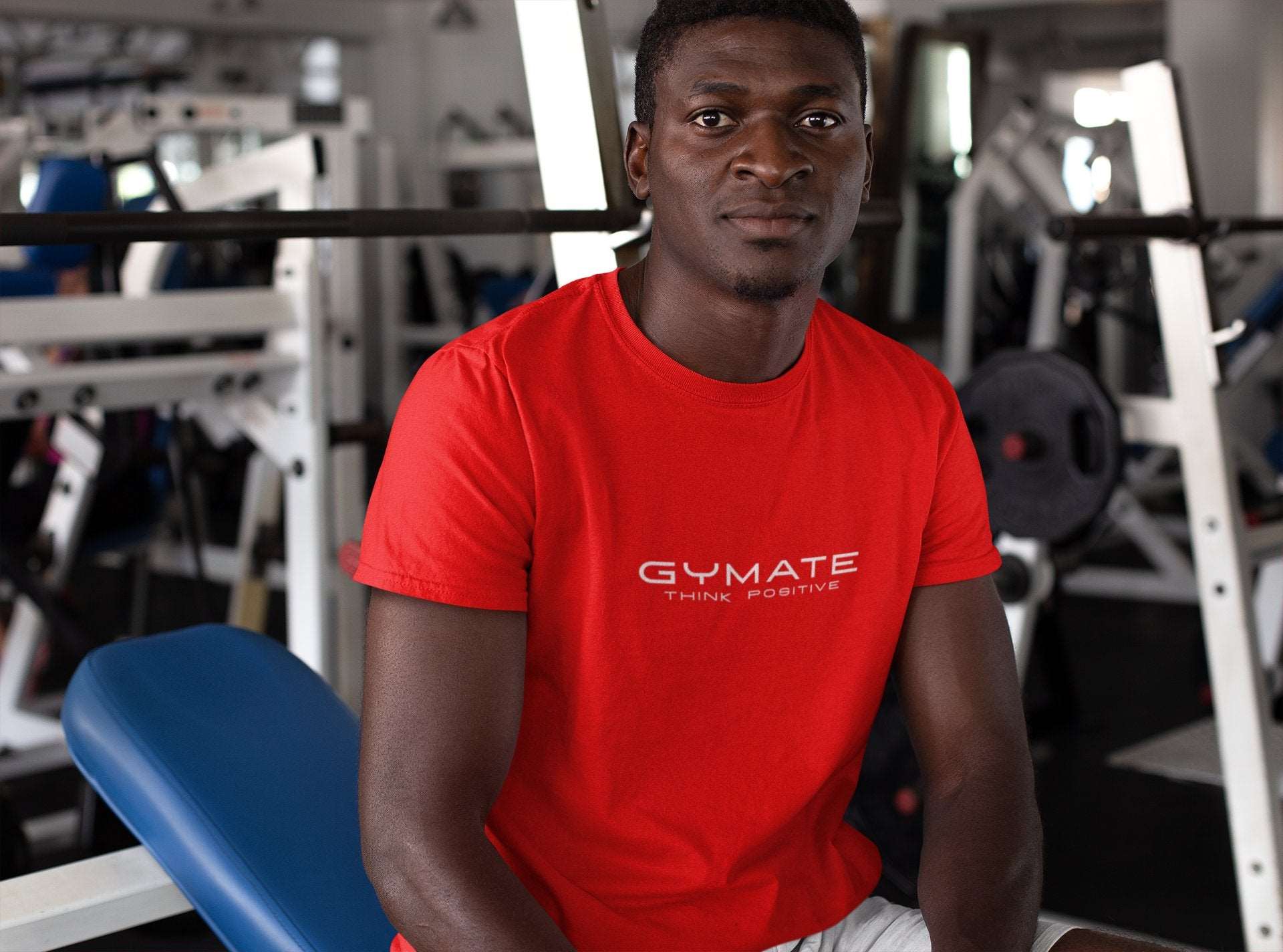Mens Activewear Recycled Performance T-shirt Original Think Positive red