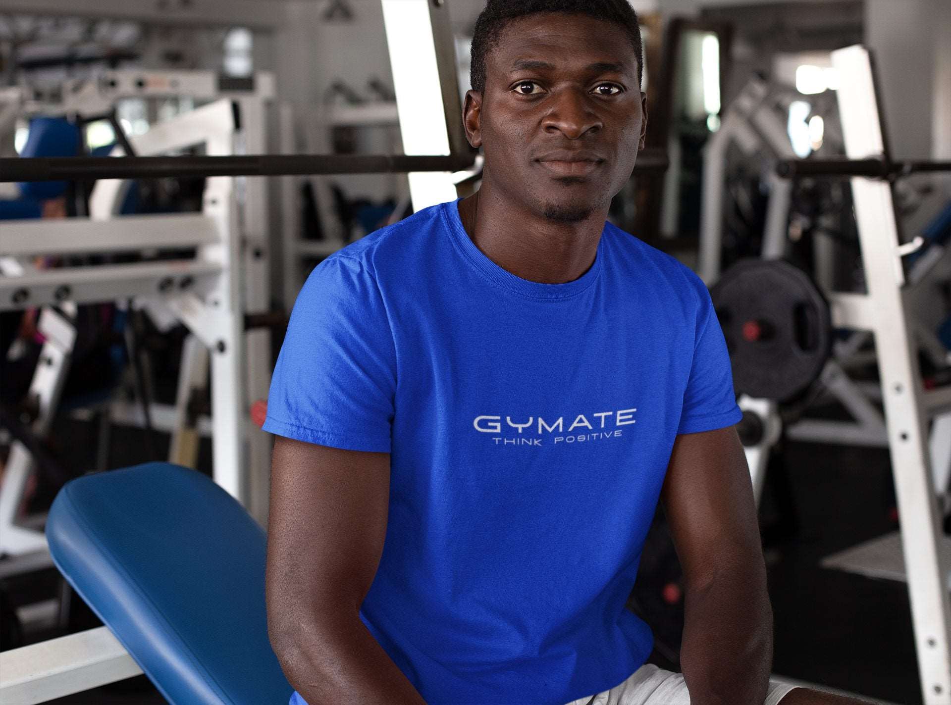 Mens Activewear Recycled Performance T-shirt Original Think Positive royal blue