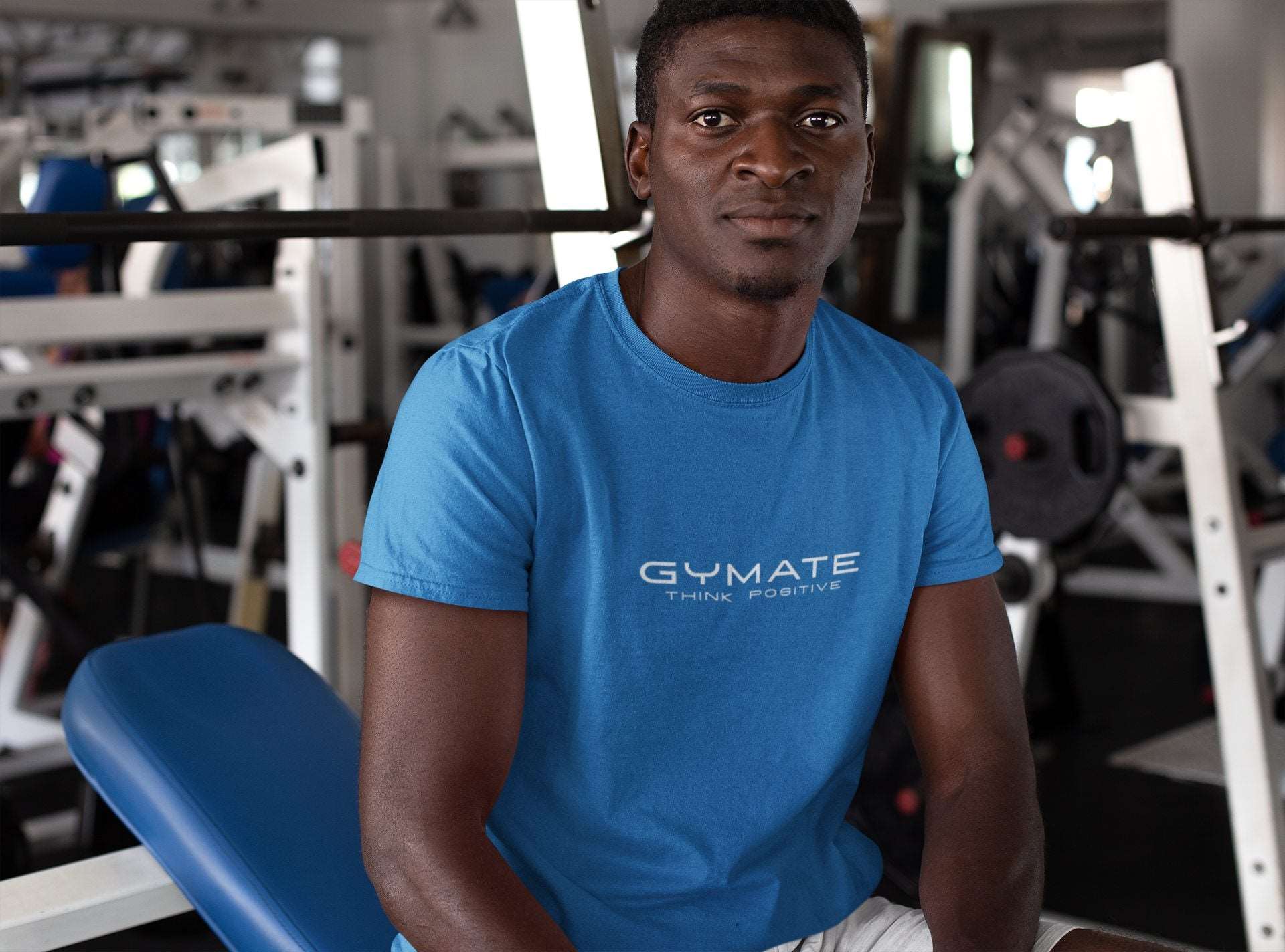 Mens Activewear Recycled Performance T-shirt Original Think Positive sapphire blue