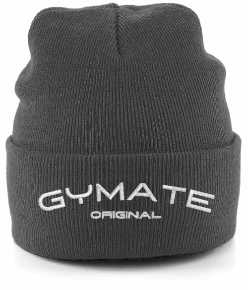 Beanie Hat Unisex Embroidered 'Gymate Original' charcoal