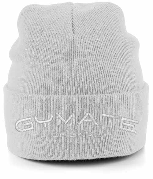 Beanie Hat Unisex Embroidered 'Gymate Original' light grey