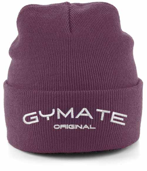 Beanie Hat Unisex Embroidered 'Gymate Original' plum