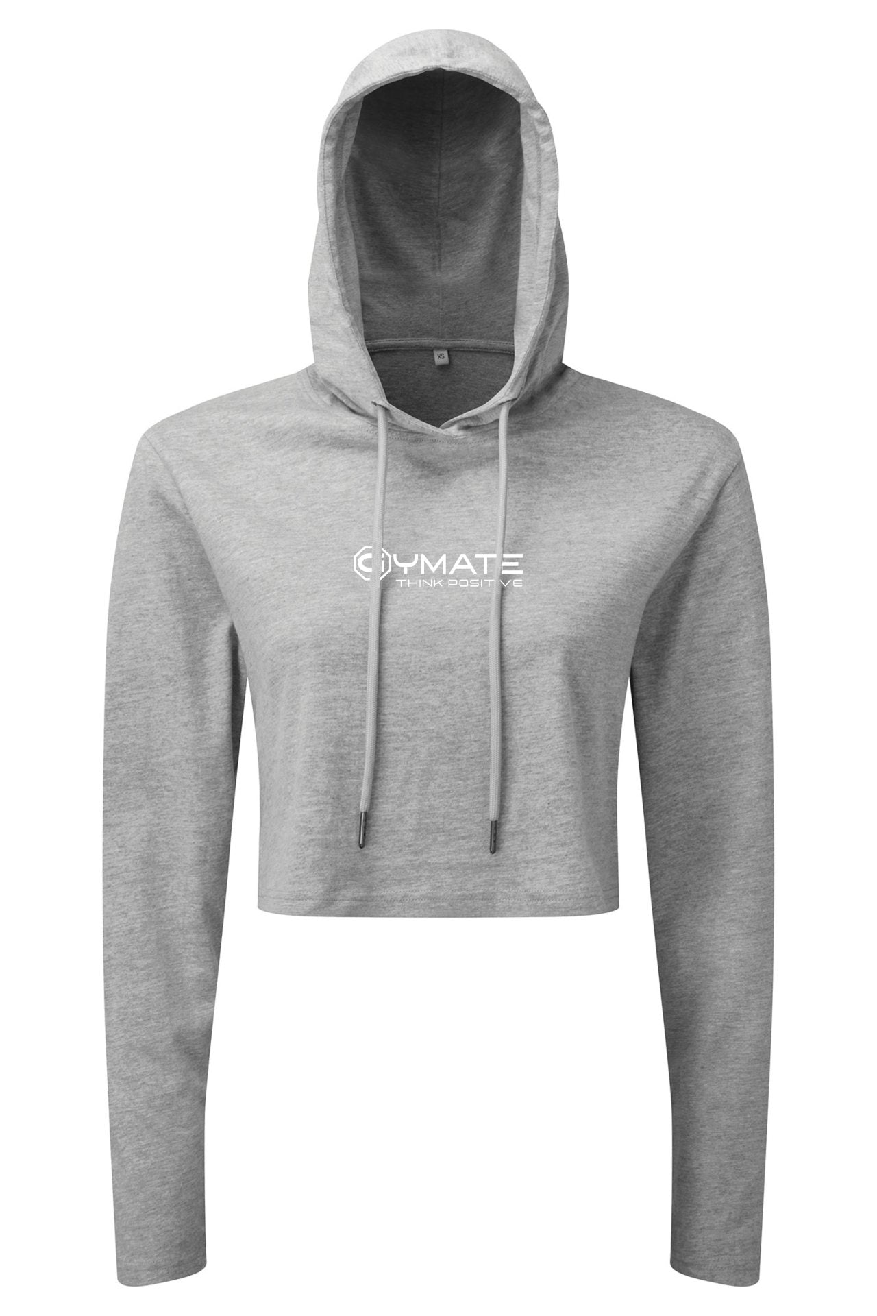 Gymate Pro cropped hooded t shirt heather grey