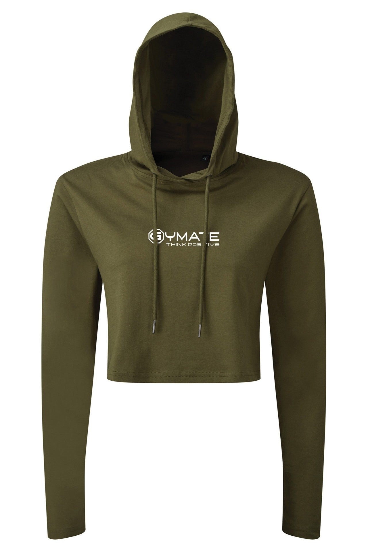 Gymate Pro cropped hooded t shirt olive