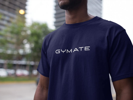 Designer men's t shirts | Gymate large logo Navy