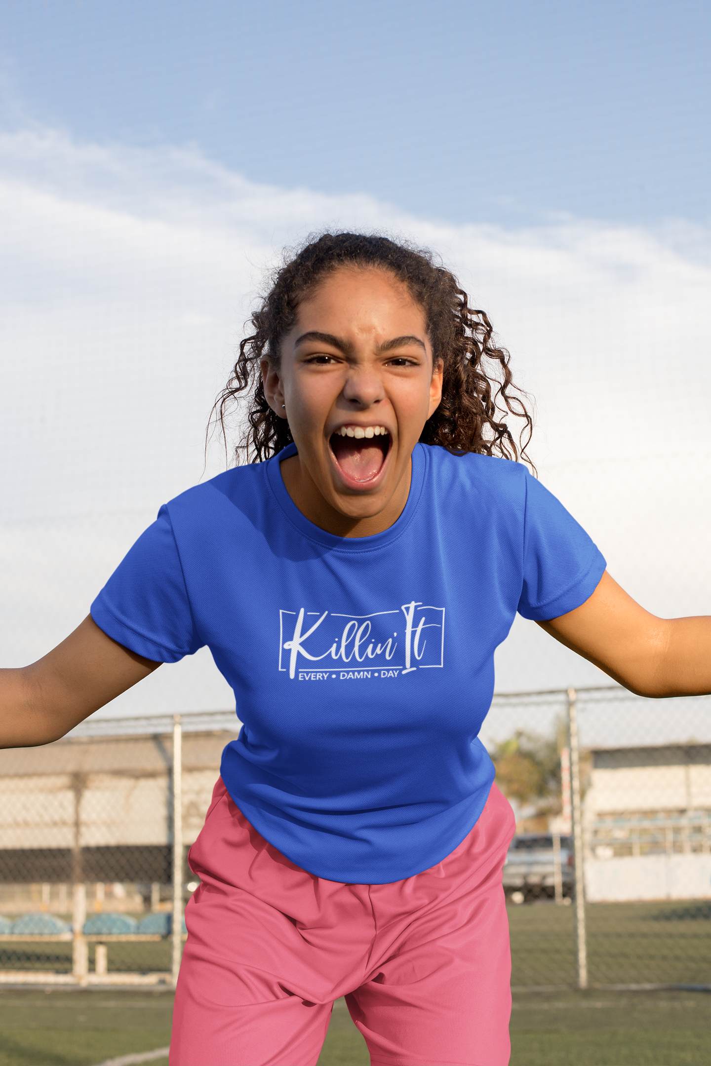 Slogan T Shirts Youth/Kids Motivational | Killin it blue girls