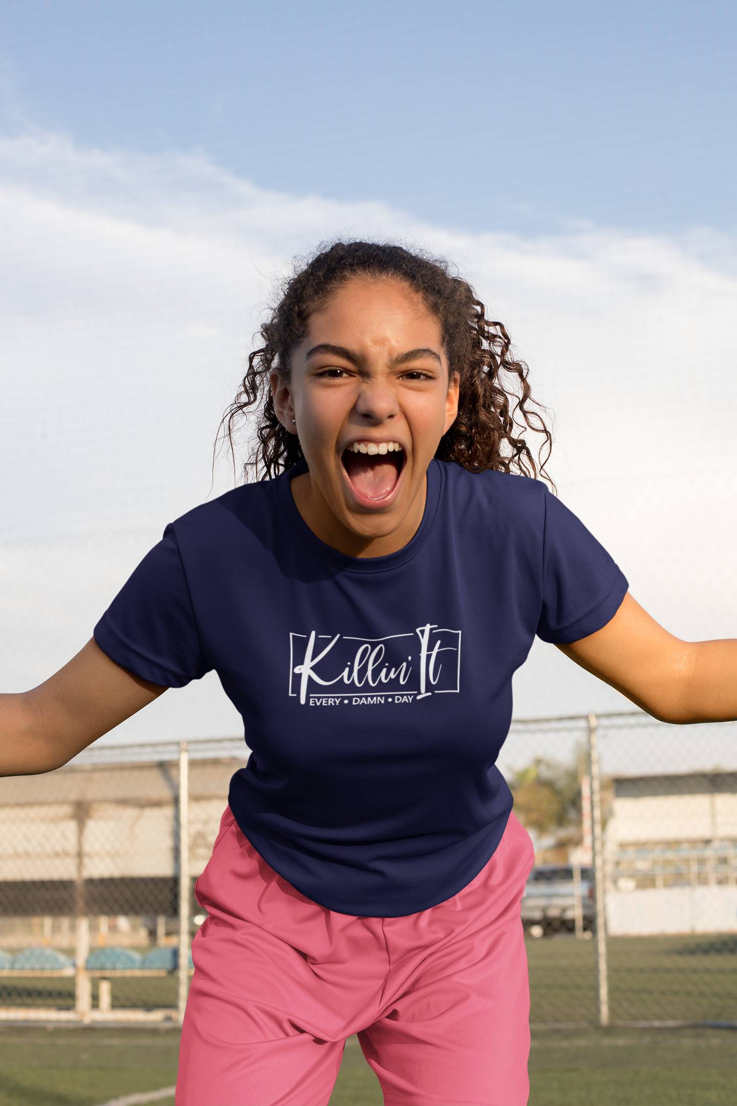Slogan T Shirts Youth/Kids Motivational | Killin it navy girls