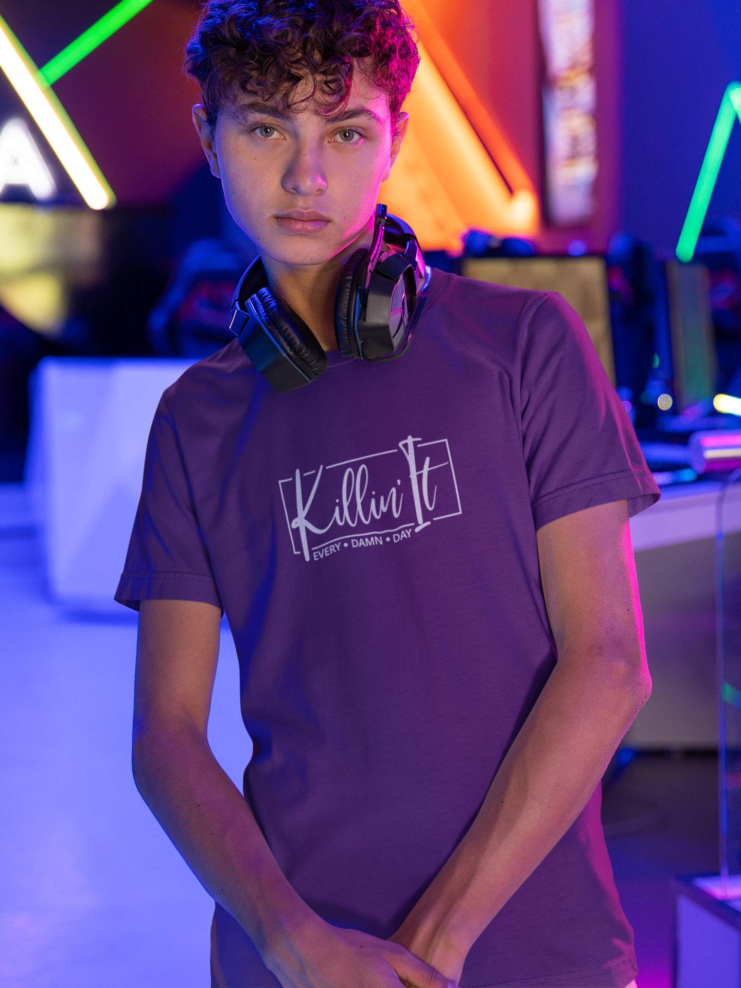 Slogan T Shirts Youth/Kids Motivational | Killin it purple boys