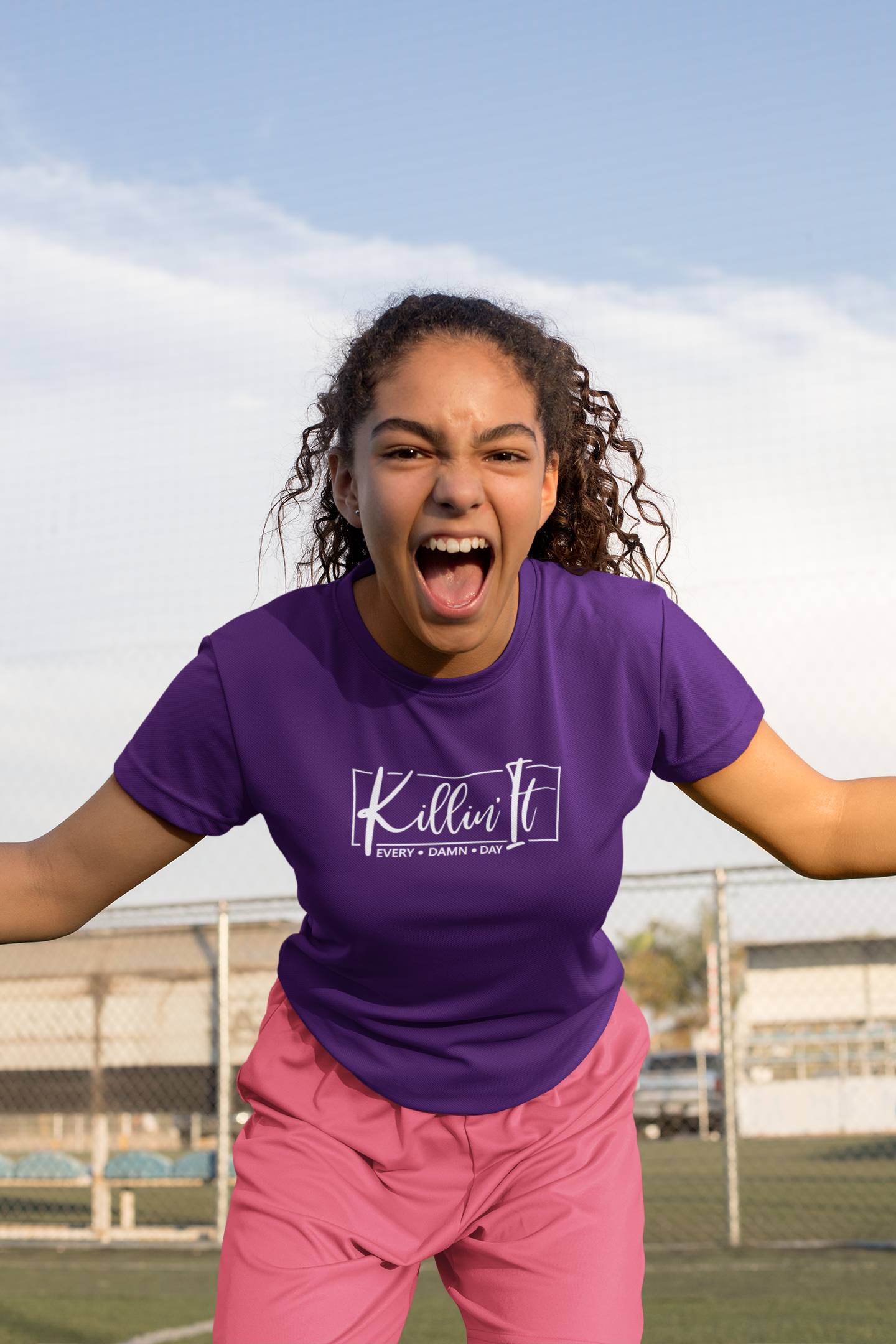 Slogan T Shirts Youth/Kids Motivational | Killin it purple girls