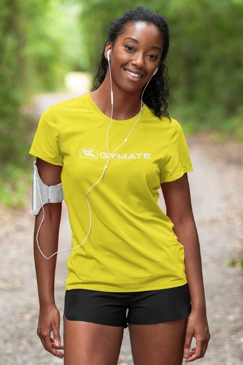 Recycled Womens Running Tops & Gym T-shirt Flex sunshine yellow